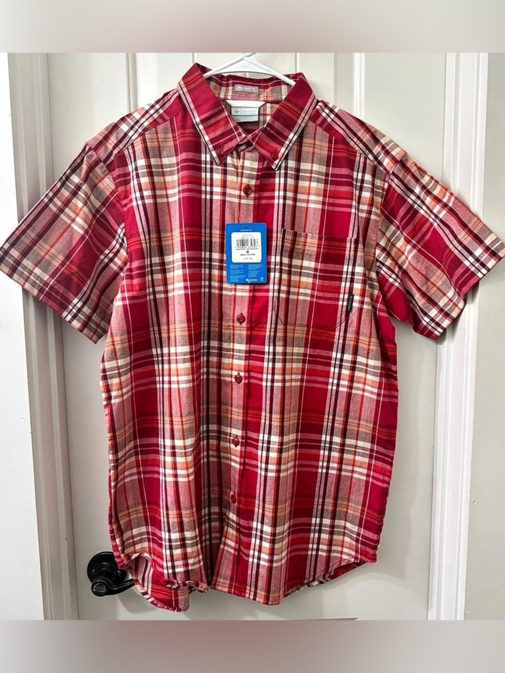 Columbia Men's Rapid Rivers II Short Sleeve Shirt in Mountain Red Multi Madras M